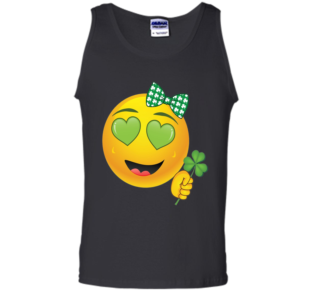 Emoji St Patricks Day Green Heart Eyes Bow Girls T-Shirt