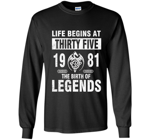 35th Birthday Gifts - Made 1981 The Birth Of Legends Tshirt