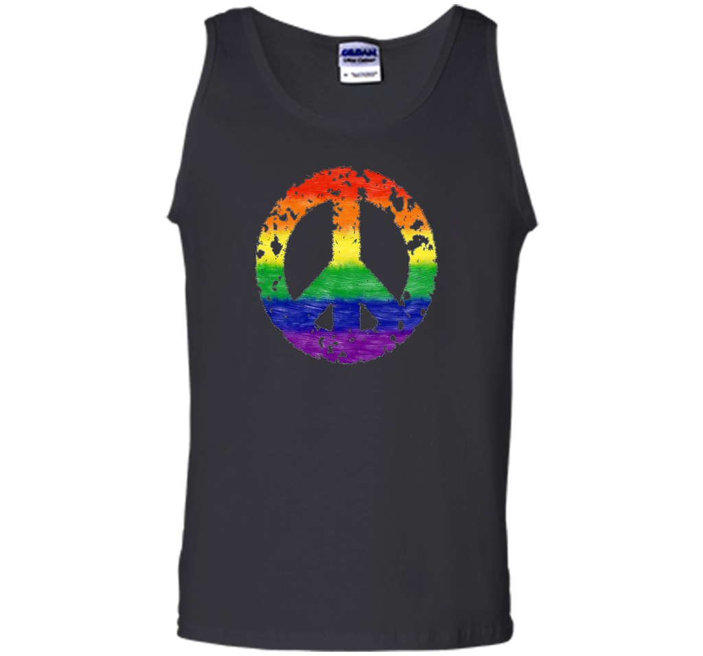 Groovy Rainbow Peace Sign Gay Pride Retro T-Shirt