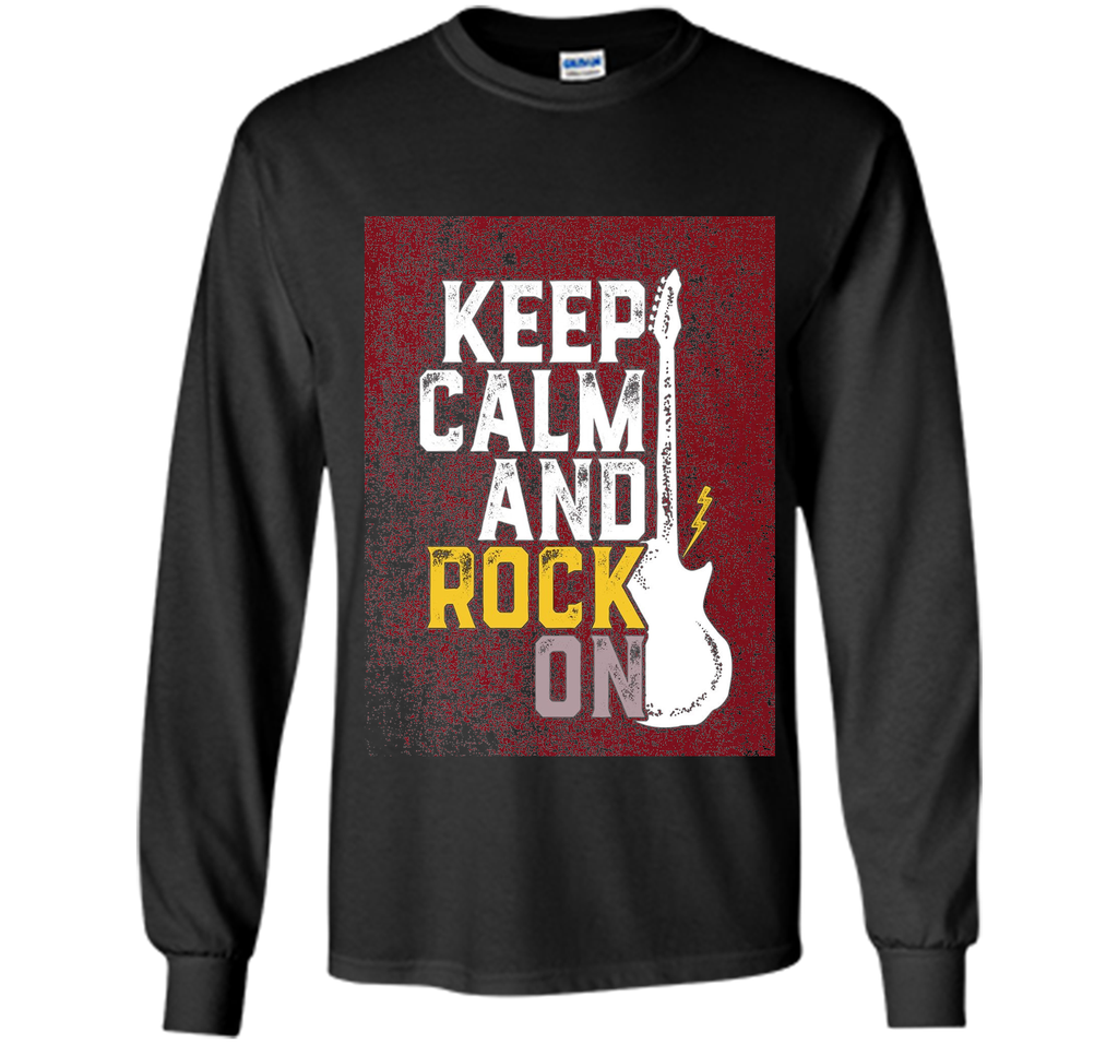 Keep Calm and Rock On Music T-shirt Vintage Grunge Style