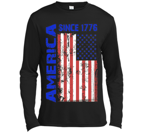 America Since 1776 Flag Tshirt Blue Red White Day 4th of Jul