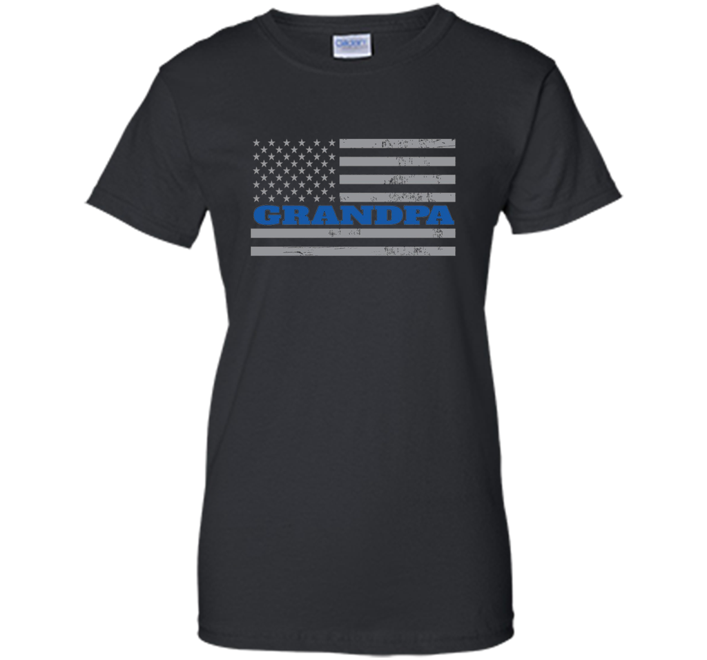 Mens Grandpa Blue Line American Flag Father's Day T-Shirt