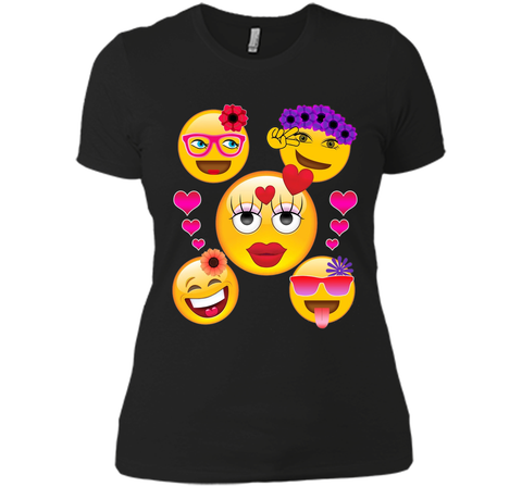 Cute Emoji Face Collage T-Shirt for Girls and Women