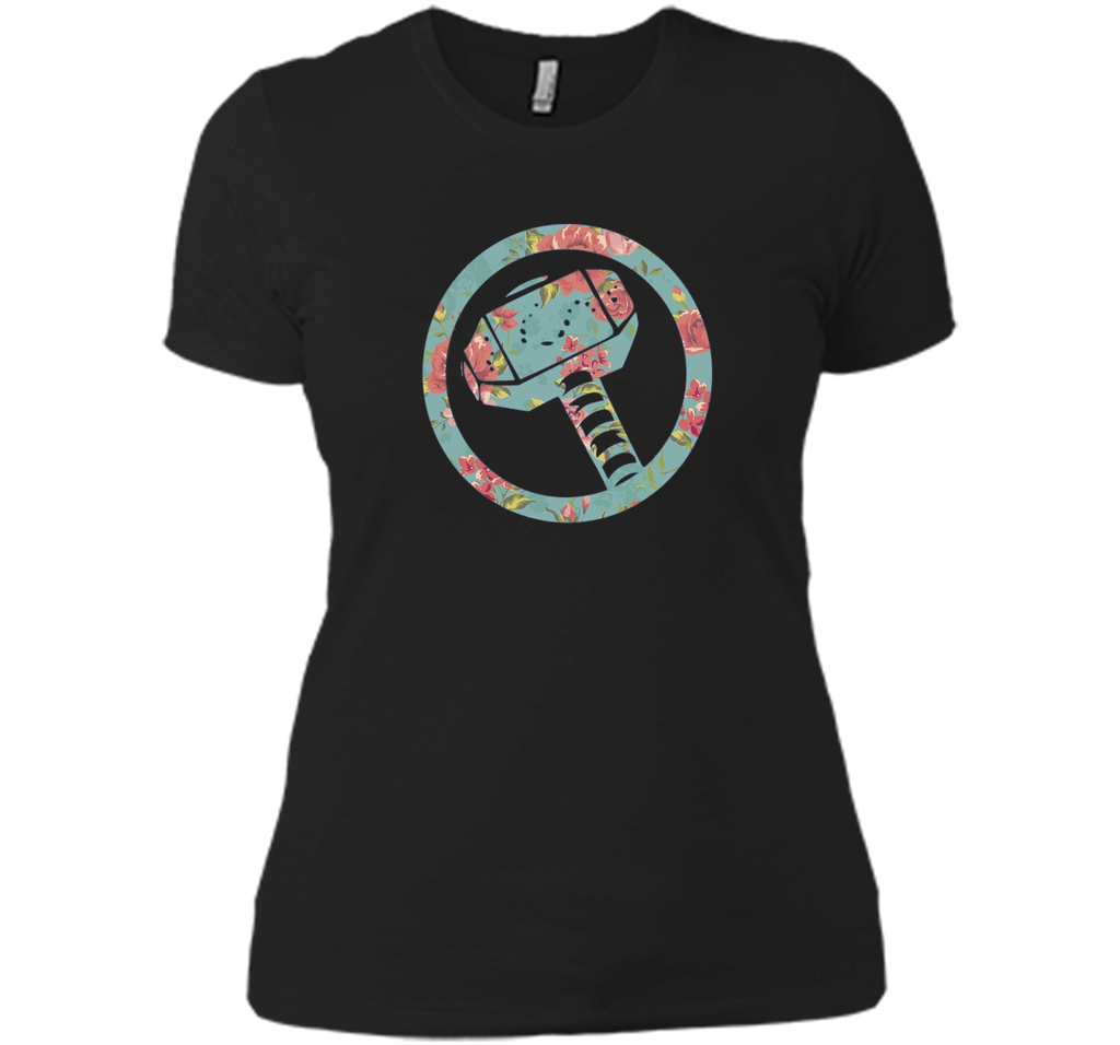 Thor Hammer Floral Print Graphic T-Shirt