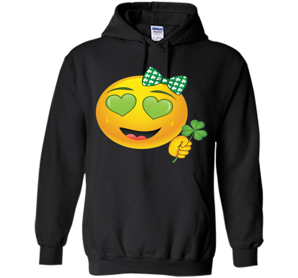 Emoji St Patricks Day Green Heart Eyes Bow Girls T-Shirt