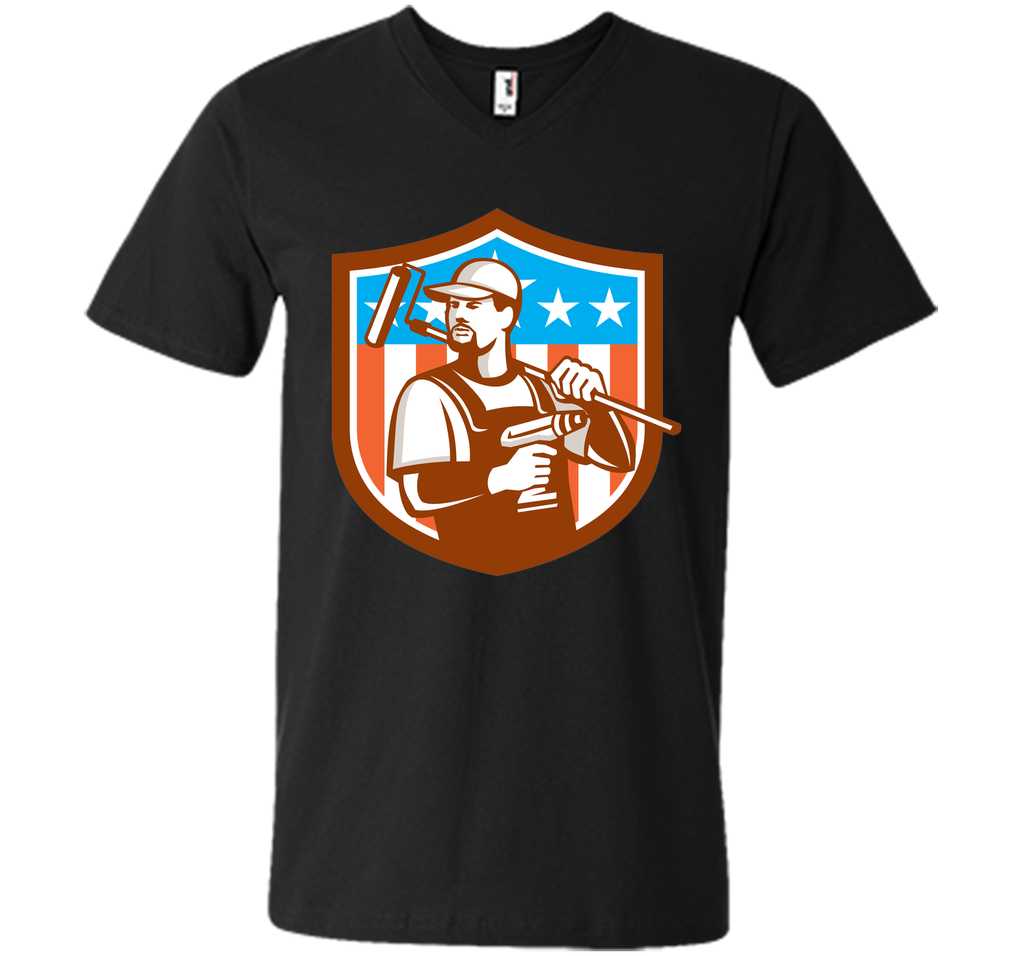 Handyman Cordless Drill Paintroller Crest Flag Retro T-Shirt