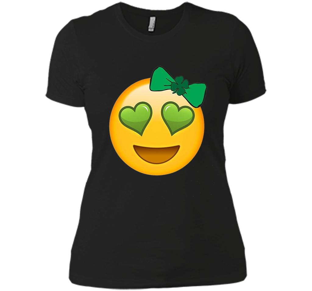 St. Patrick's Day Heart Eyes Emoji T-Shirt for Girls