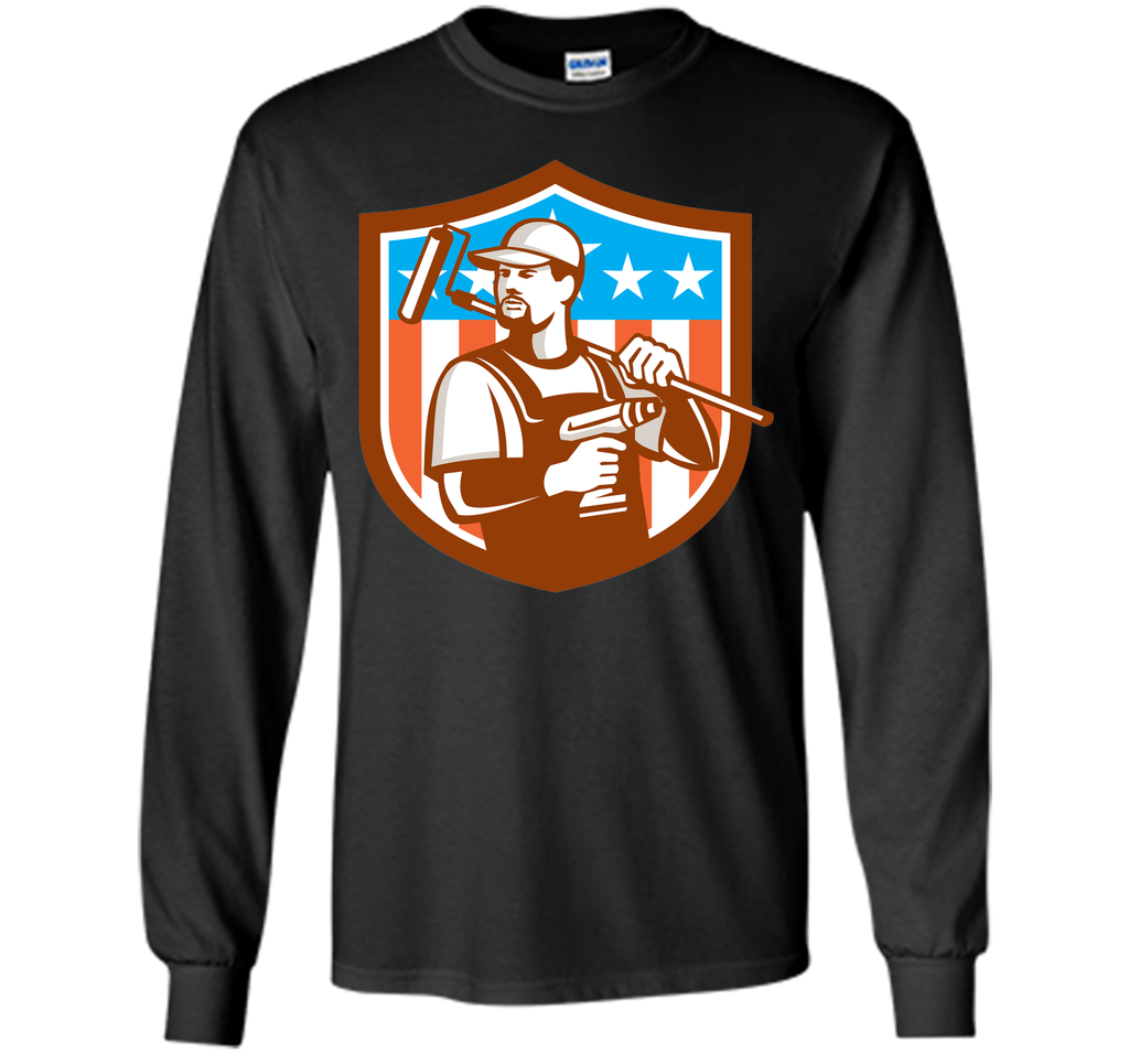 Handyman Cordless Drill Paintroller Crest Flag Retro T-Shirt