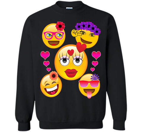 Cute Emoji Face Collage T-Shirt for Girls and Women