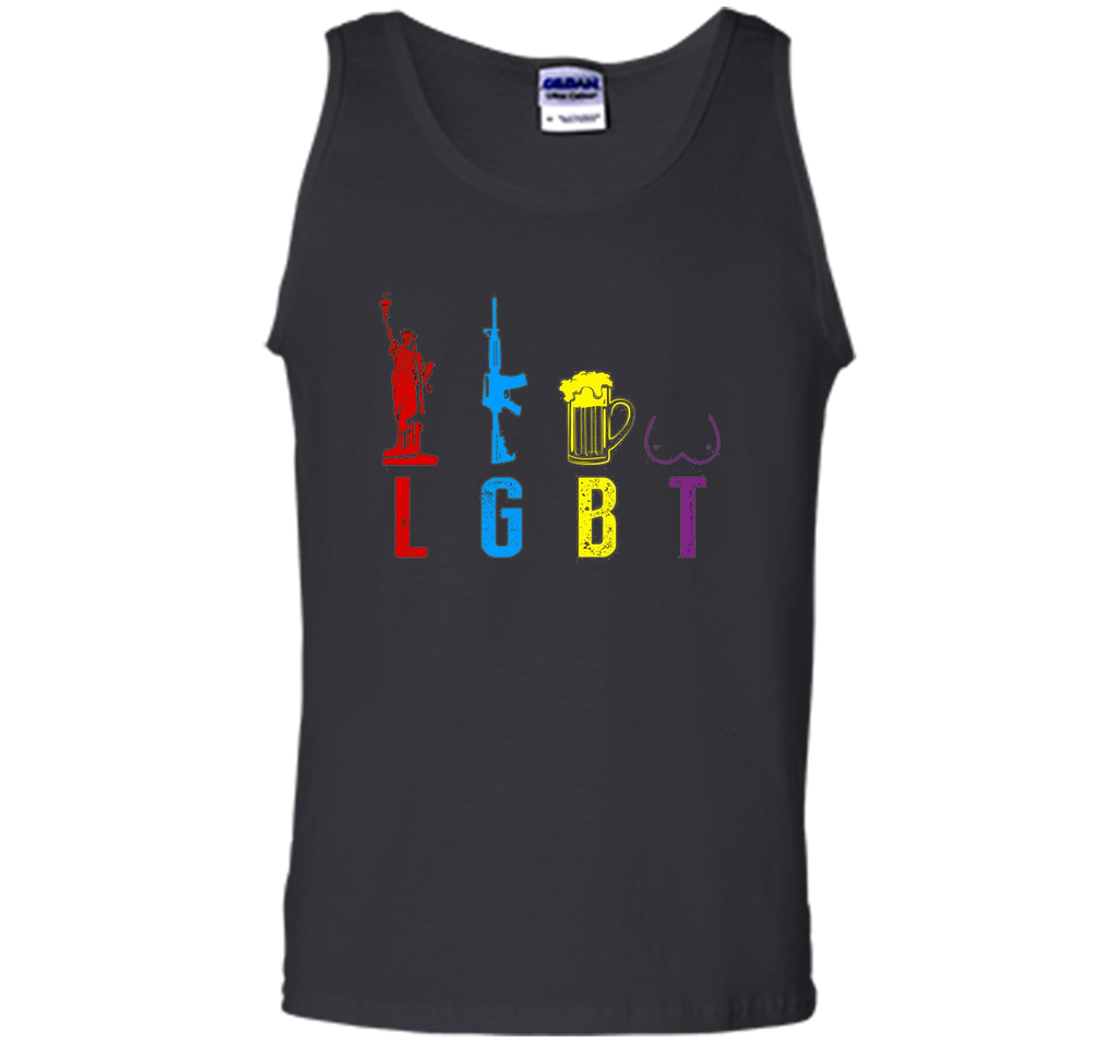 Liberty Gun Beer Funny T-shirt America - LGBT