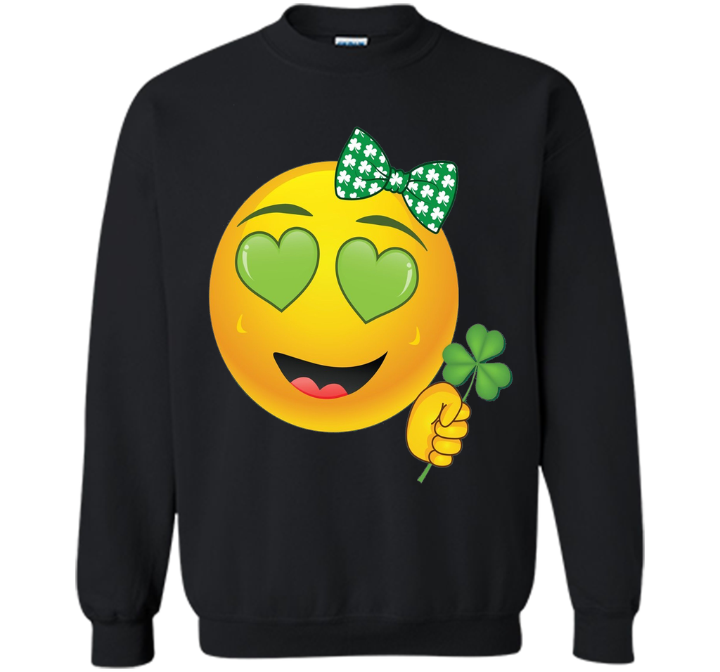 Emoji St Patricks Day Green Heart Eyes Bow Girls T-Shirt