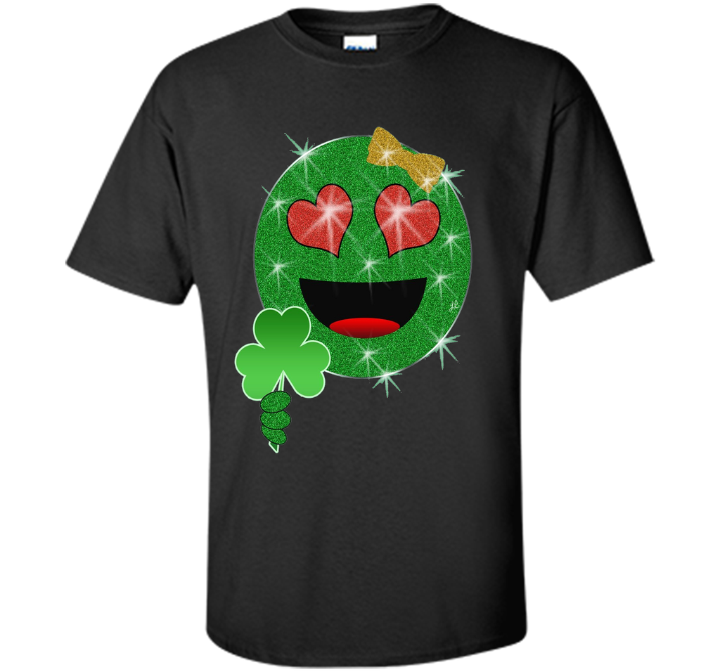 St. Patrick's Day Heart Eyes Emoji T-Shirt for Girls