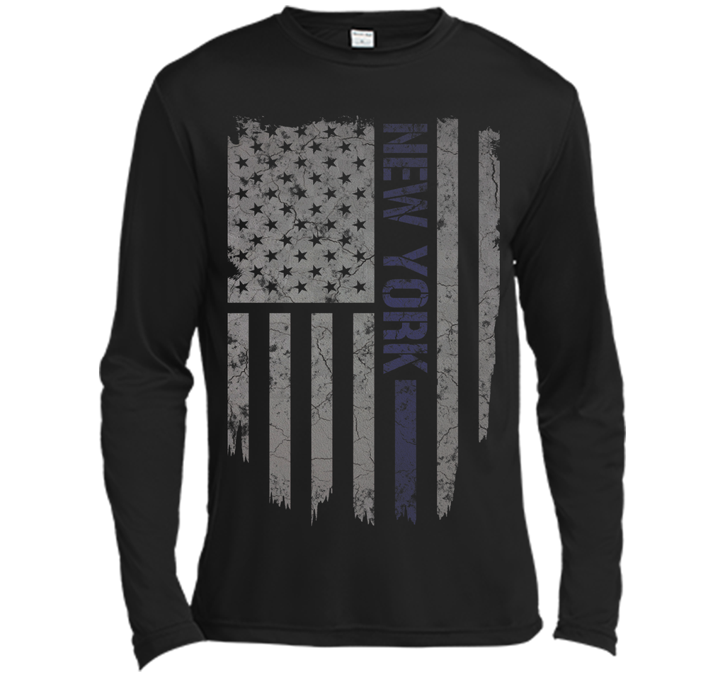 New York Thin Blue Line American Flag T-Shirt T-Shirt