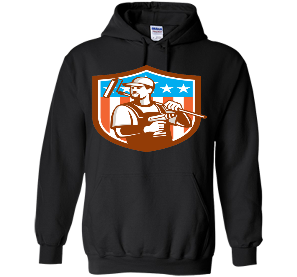 Handyman Cordless Drill Paintroller Crest Flag Retro T-Shirt