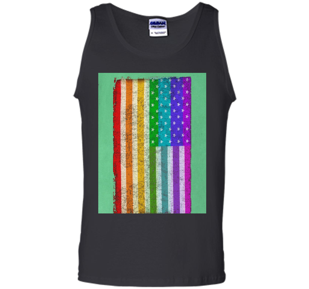 Distressed US United States Rainbow Flag LGBT T-Shirt
