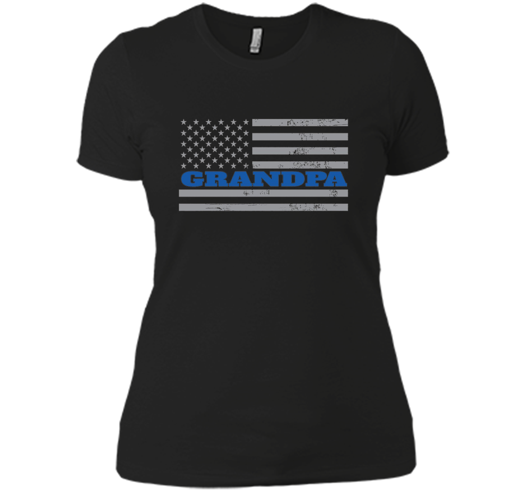Mens Grandpa Blue Line American Flag Father's Day T-Shirt