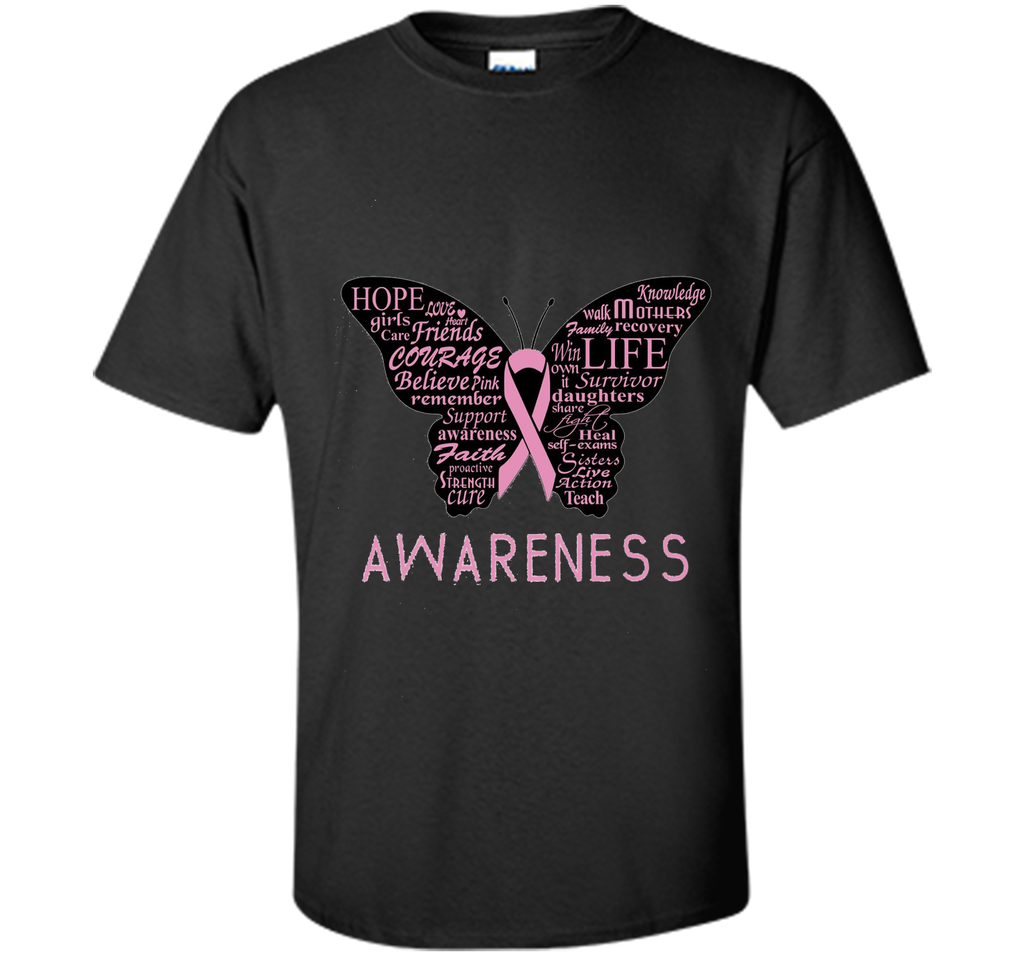 Pink Ribbon Butterfly Hope Breast Cancer Awareness T-Shirt