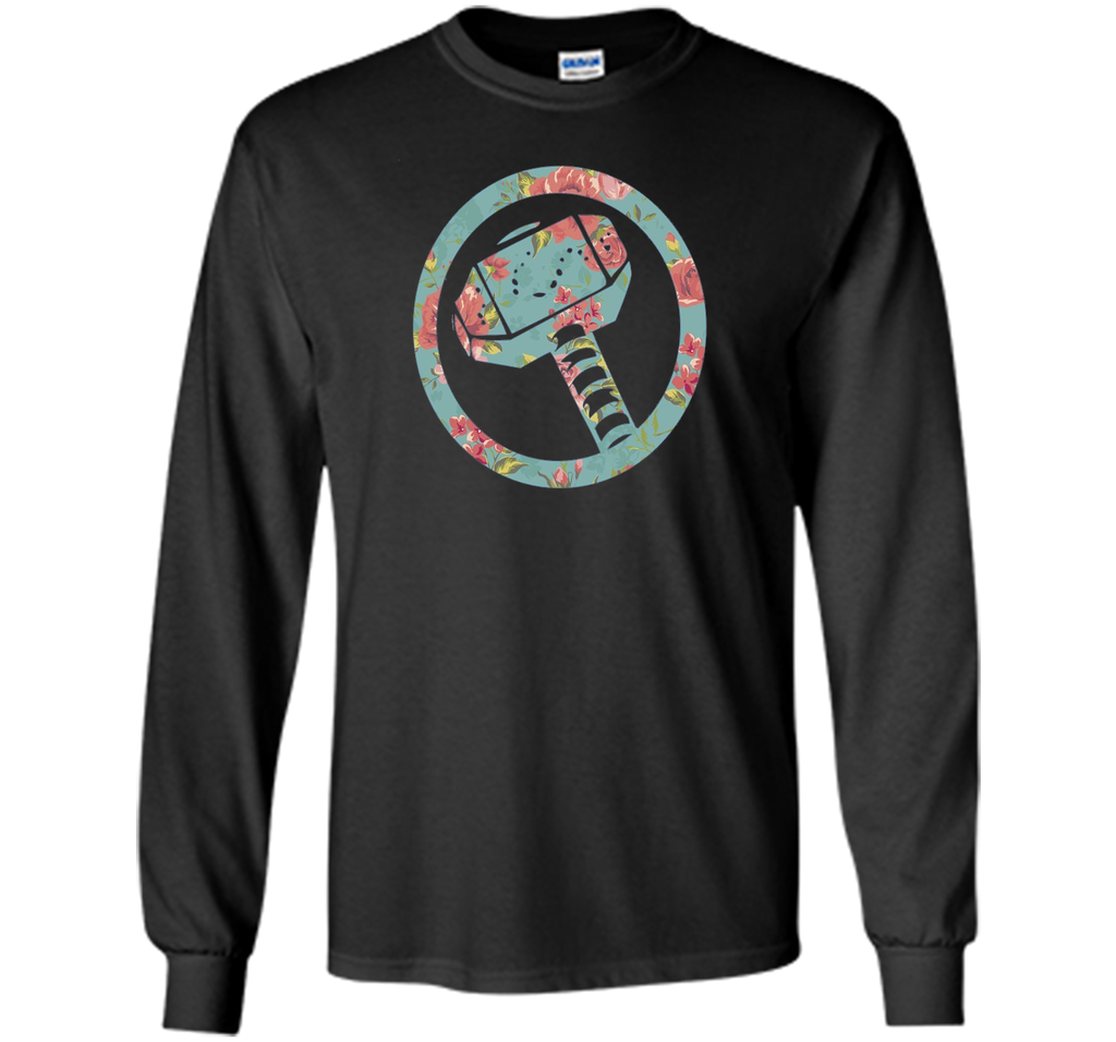 Thor Hammer Floral Print Graphic T-Shirt