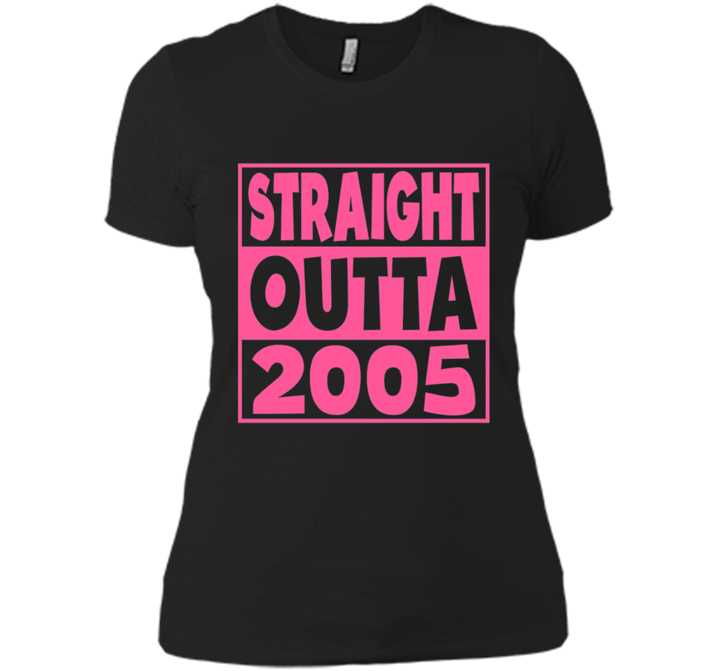 12th Birthday Gift T-Shirt Straight Outta 2005 Pink
