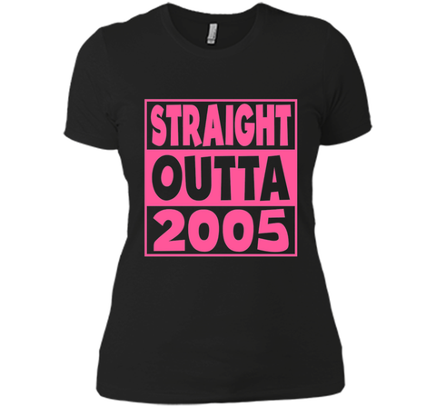 12th Birthday Gift T-Shirt Straight Outta 2005 Pink
