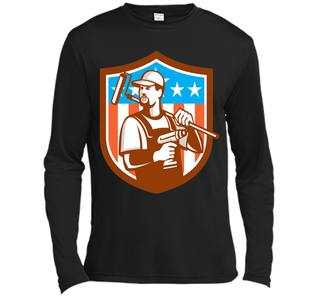 Handyman Cordless Drill Paintroller Crest Flag Retro T-Shirt