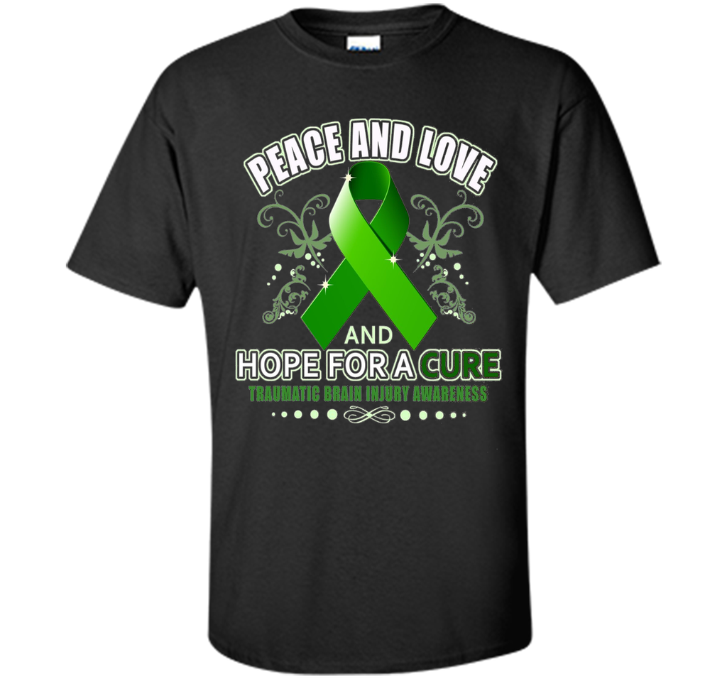 Peace Love And Hope Green - Traumatic Brain Injury Shirt