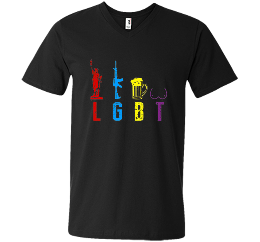 Liberty Gun Beer Funny T-shirt America - LGBT