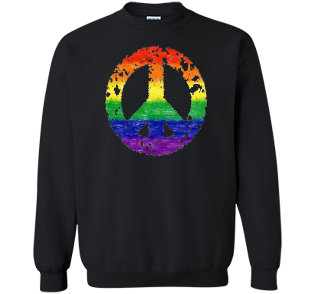 Groovy Rainbow Peace Sign Gay Pride Retro T-Shirt