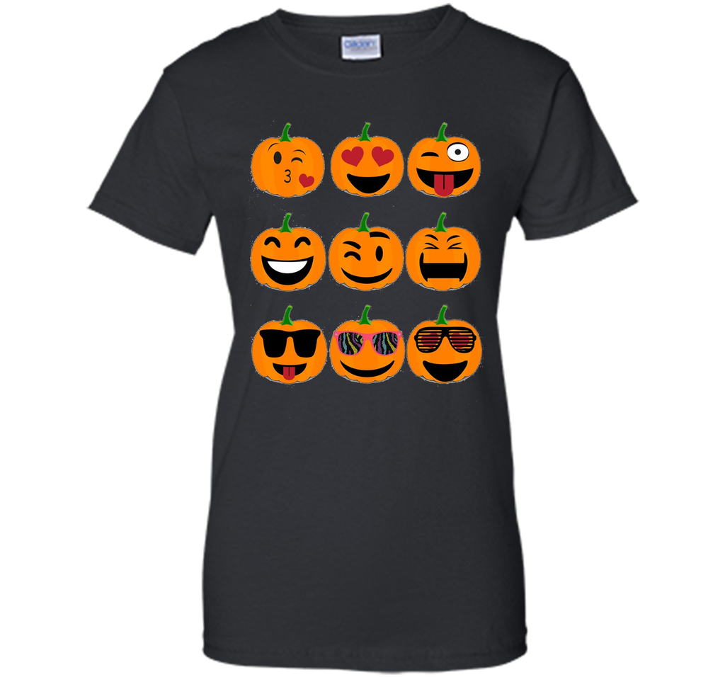 Emoji Pumpkin T shirt Funny Faces Halloween Thanksgiving