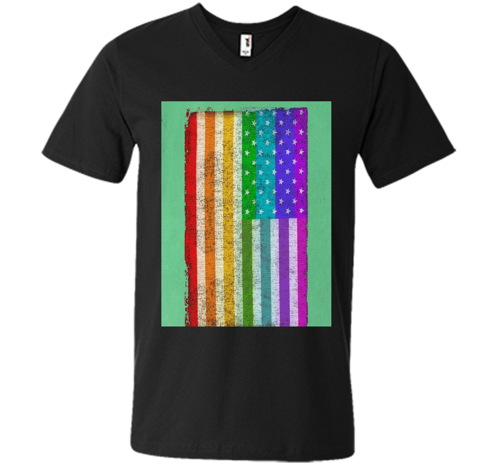 Distressed US United States Rainbow Flag LGBT T-Shirt