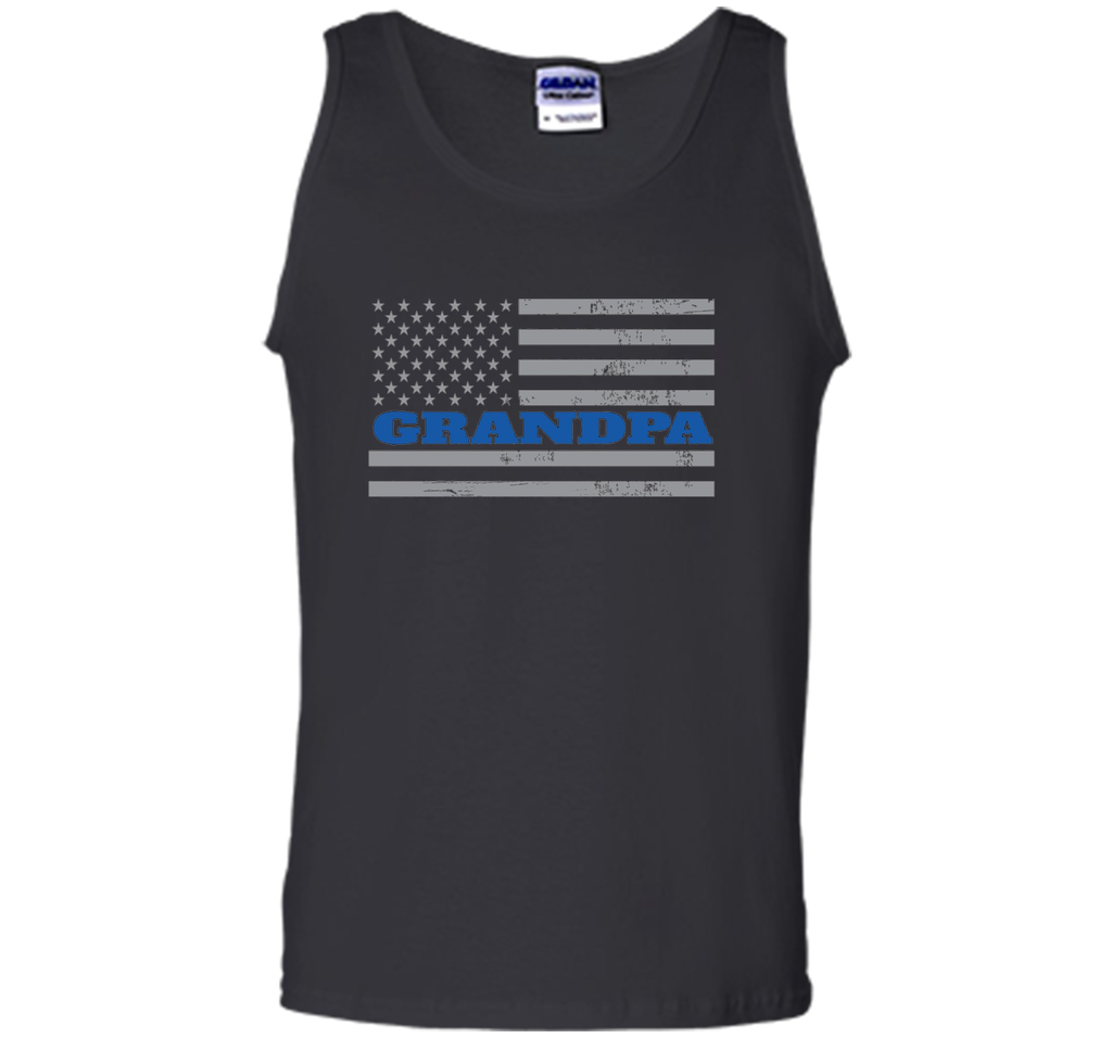 Mens Grandpa Blue Line American Flag Father's Day T-Shirt