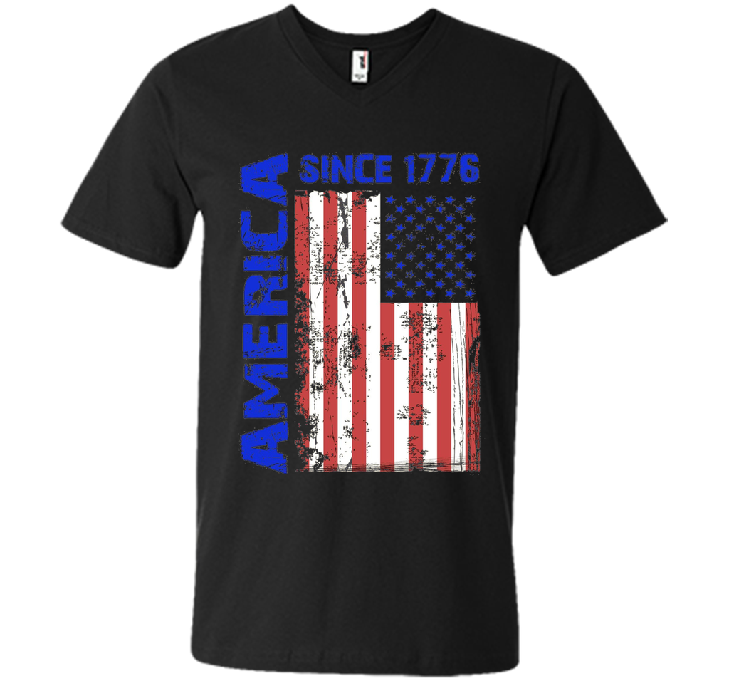 America Since 1776 Flag Tshirt Blue Red White Day 4th of Jul