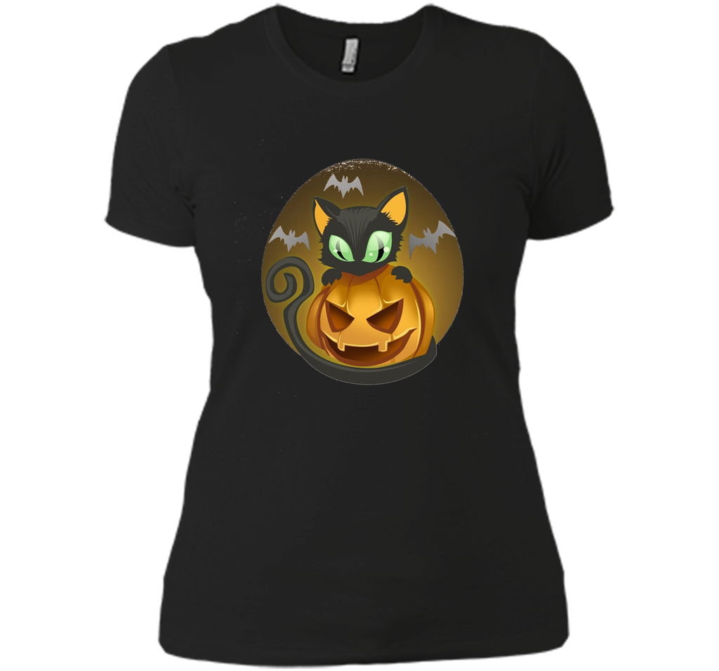 Bats, Black Cat, Pumpkin, Jack O Lantern Halloween T-Shirt