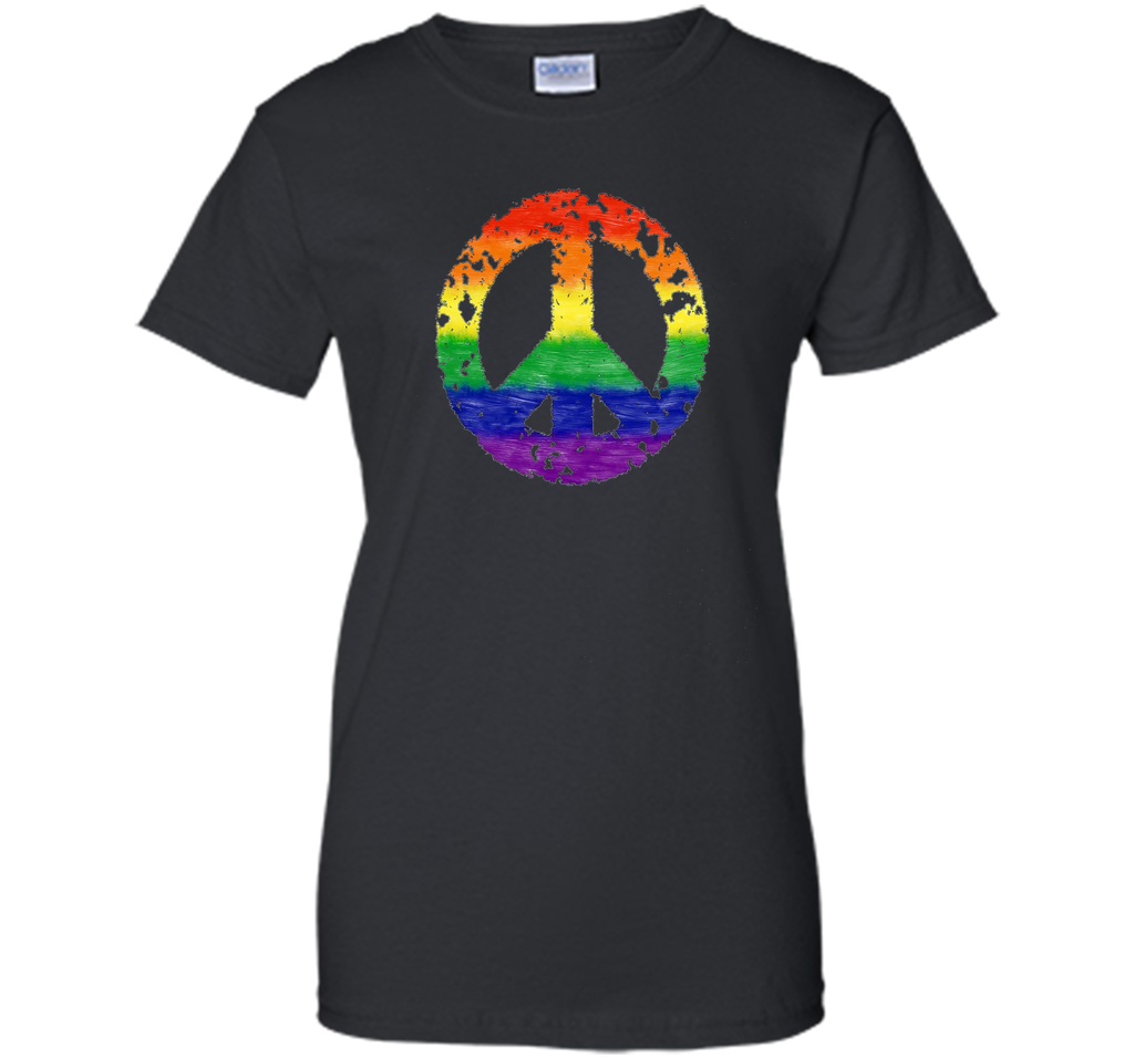 Groovy Rainbow Peace Sign Gay Pride Retro T-Shirt