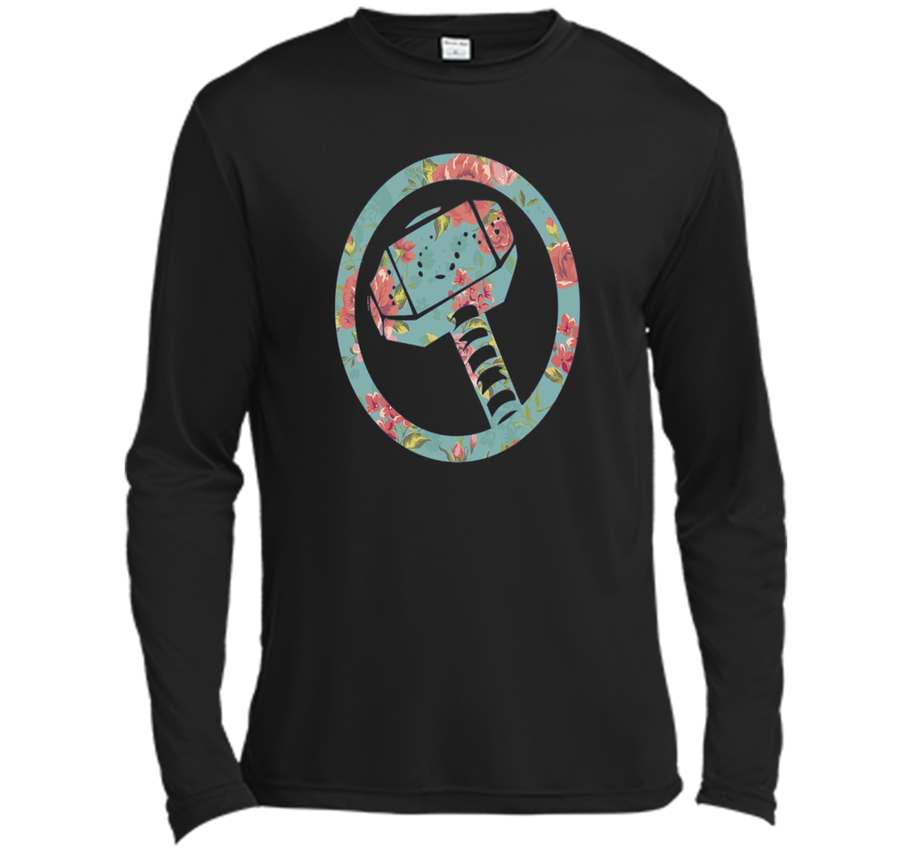 Thor Hammer Floral Print Graphic T-Shirt