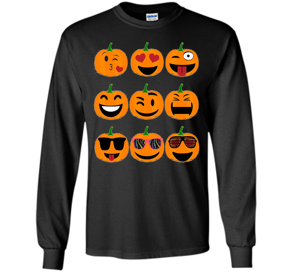 Emoji Pumpkin T shirt Funny Faces Halloween Thanksgiving