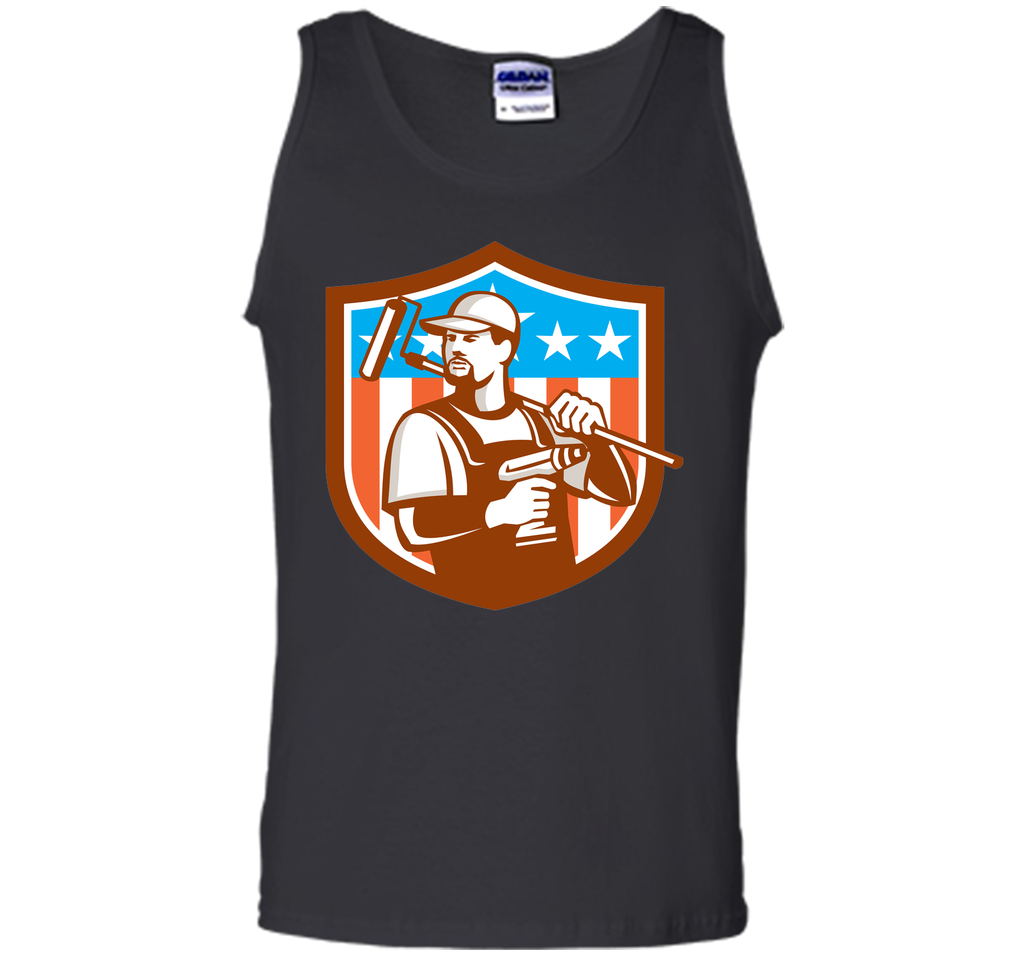 Handyman Cordless Drill Paintroller Crest Flag Retro T-Shirt