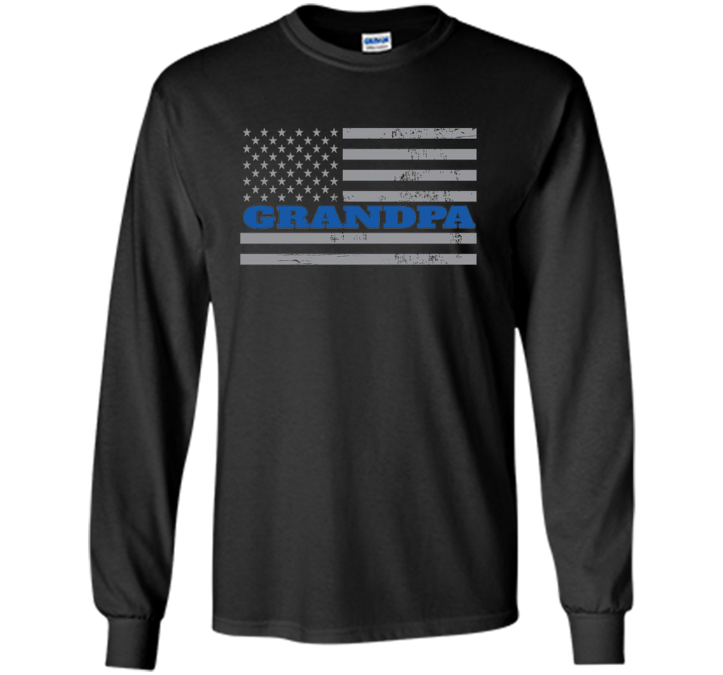 Mens Grandpa Blue Line American Flag Father's Day T-Shirt