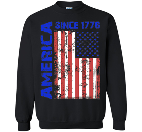 America Since 1776 Flag Tshirt Blue Red White Day 4th of Jul