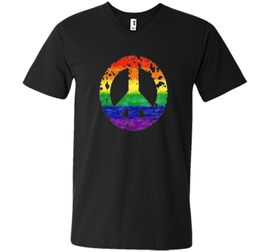 Groovy Rainbow Peace Sign Gay Pride Retro T-Shirt