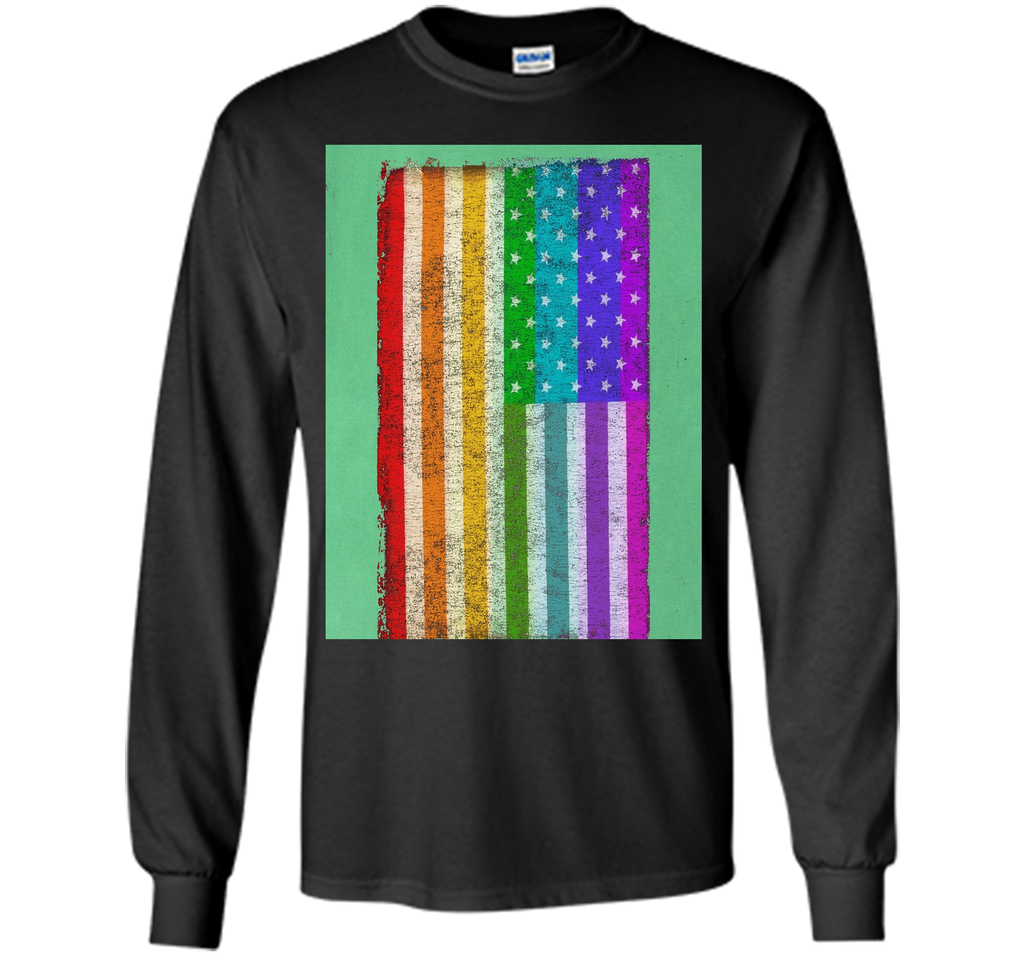 Distressed US United States Rainbow Flag LGBT T-Shirt