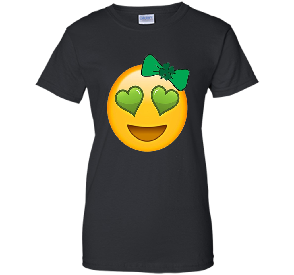 St. Patrick's Day Heart Eyes Emoji T-Shirt for Girls