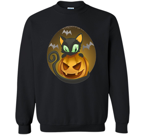Bats, Black Cat, Pumpkin, Jack O Lantern Halloween T-Shirt