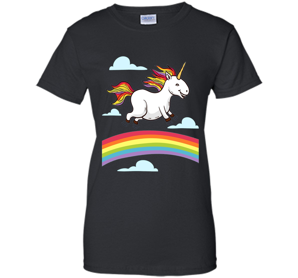 Funny Unicorn Dancing on Rainbows. Gay Lesbian Pride T-Shirt