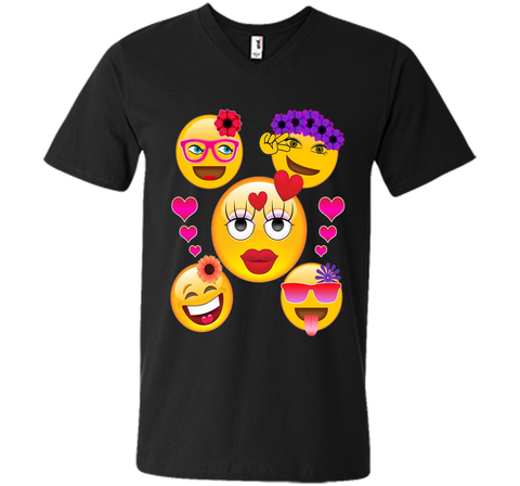 Cute Emoji Face Collage T-Shirt for Girls and Women