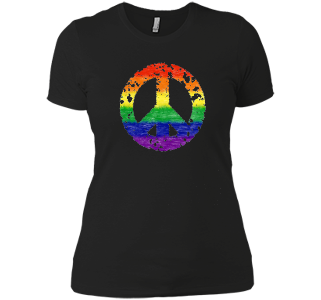 Groovy Rainbow Peace Sign Gay Pride Retro T-Shirt