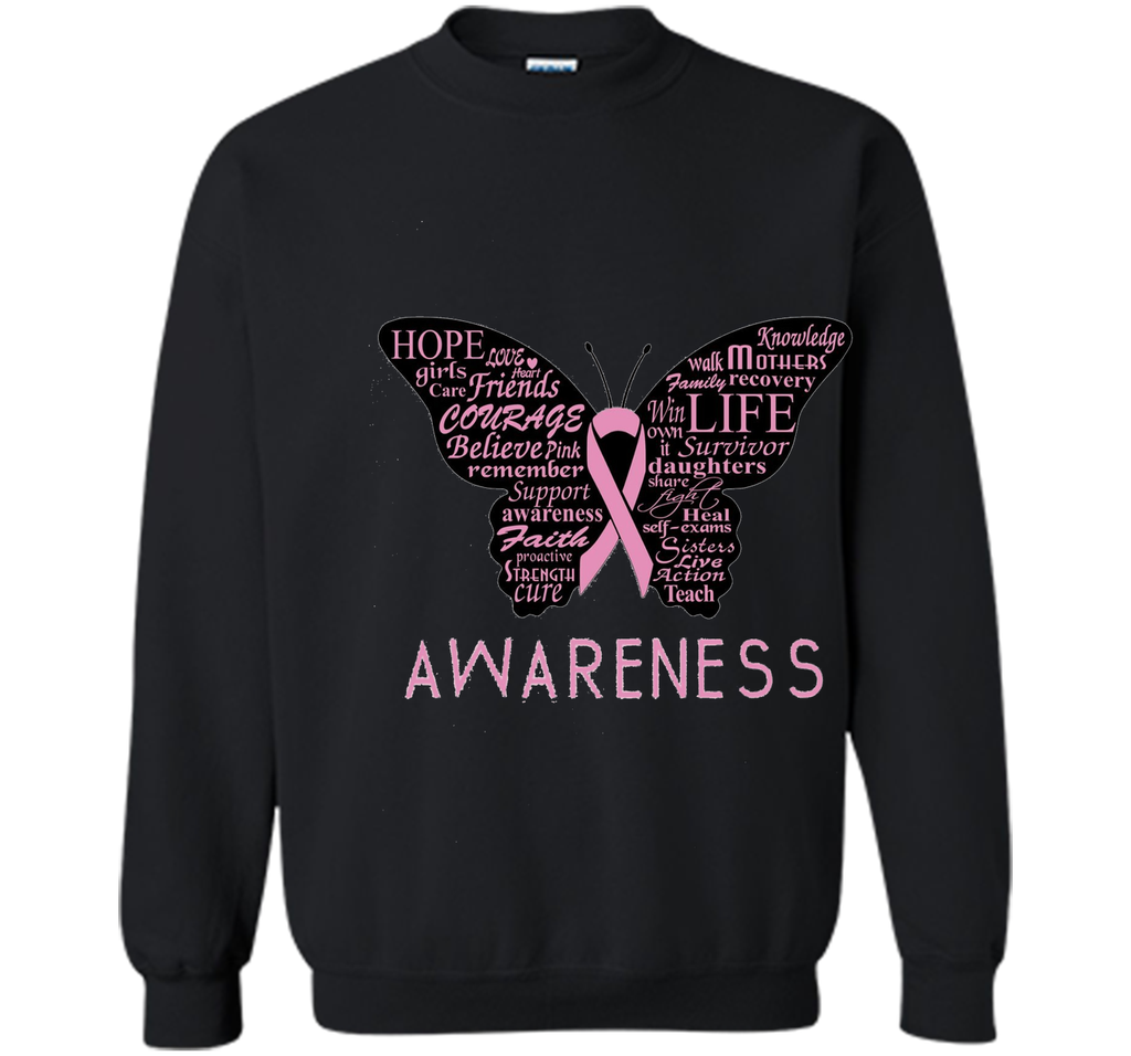 Pink Ribbon Butterfly Hope Breast Cancer Awareness T-Shirt