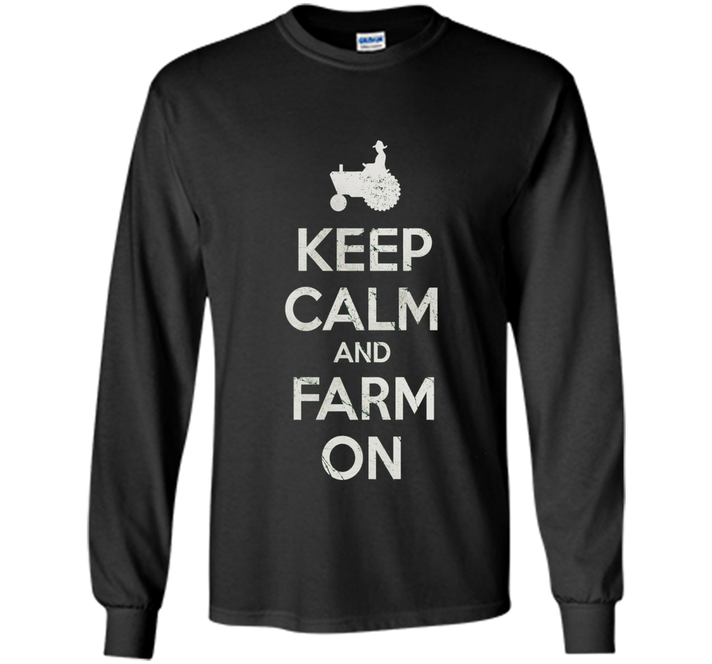 Retro Fade Keep Calm and Farm On T Shirt