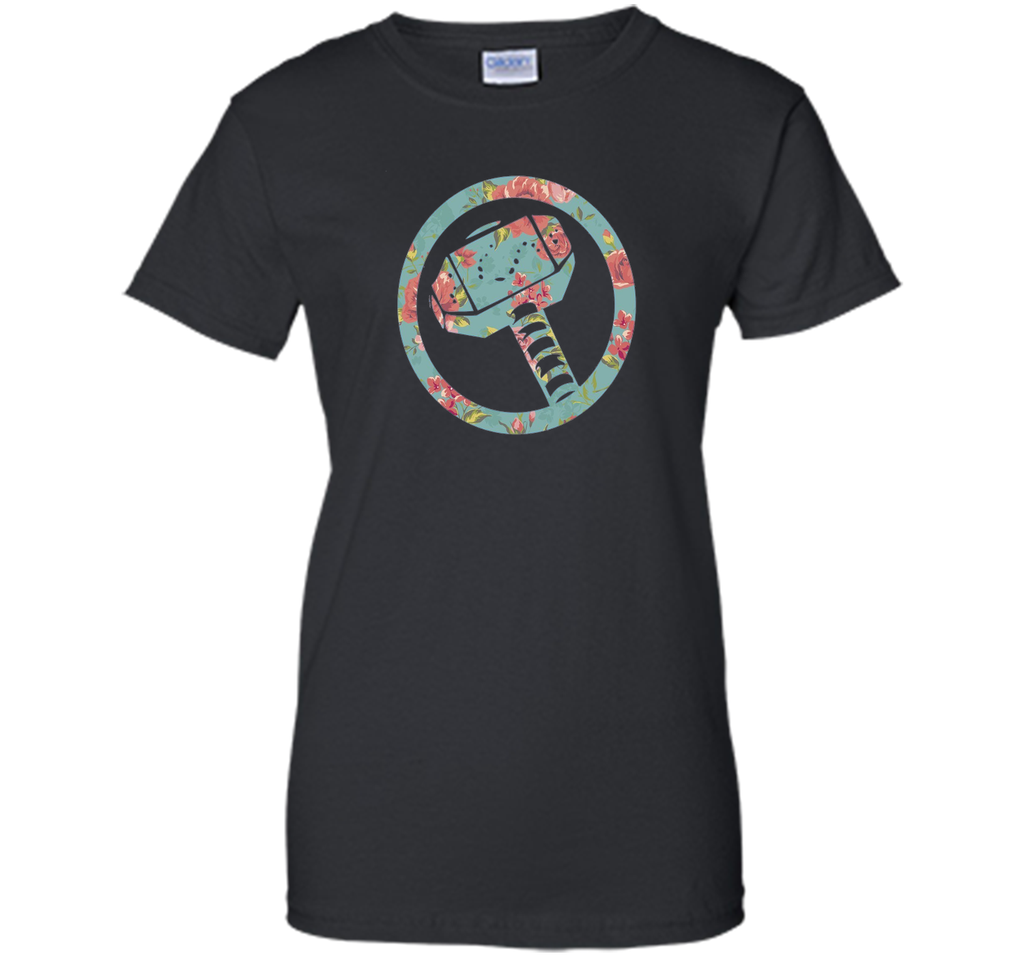 Thor Hammer Floral Print Graphic T-Shirt