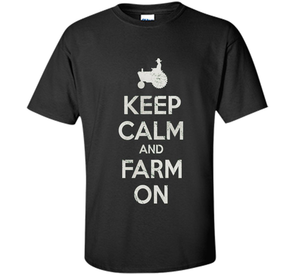 Retro Fade Keep Calm and Farm On T Shirt